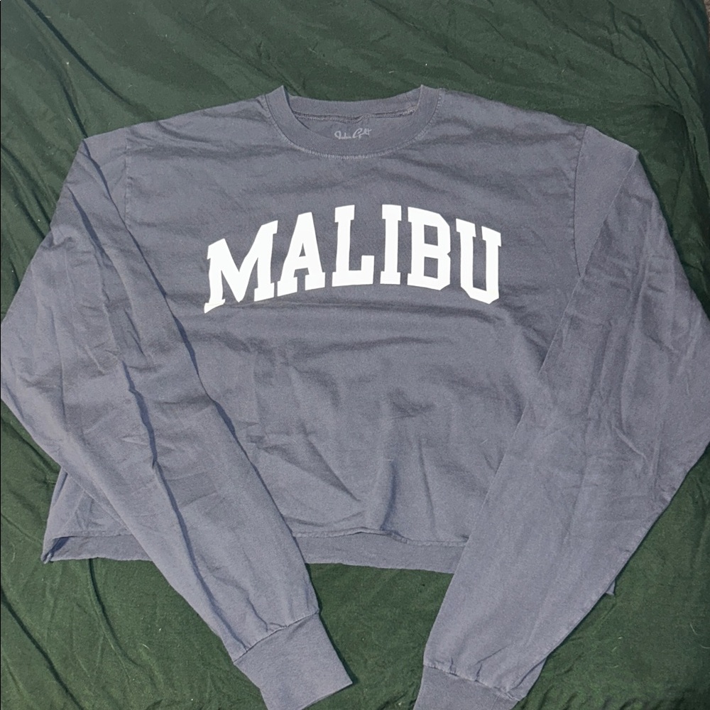 Malibu Navy Blue Cropped Long Sleeve Tee